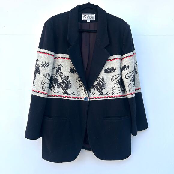 Vintage Maurizio Ramani Wool Oversized Women’s Horse Western Jacket Blazer Large - Picture 2 of 7